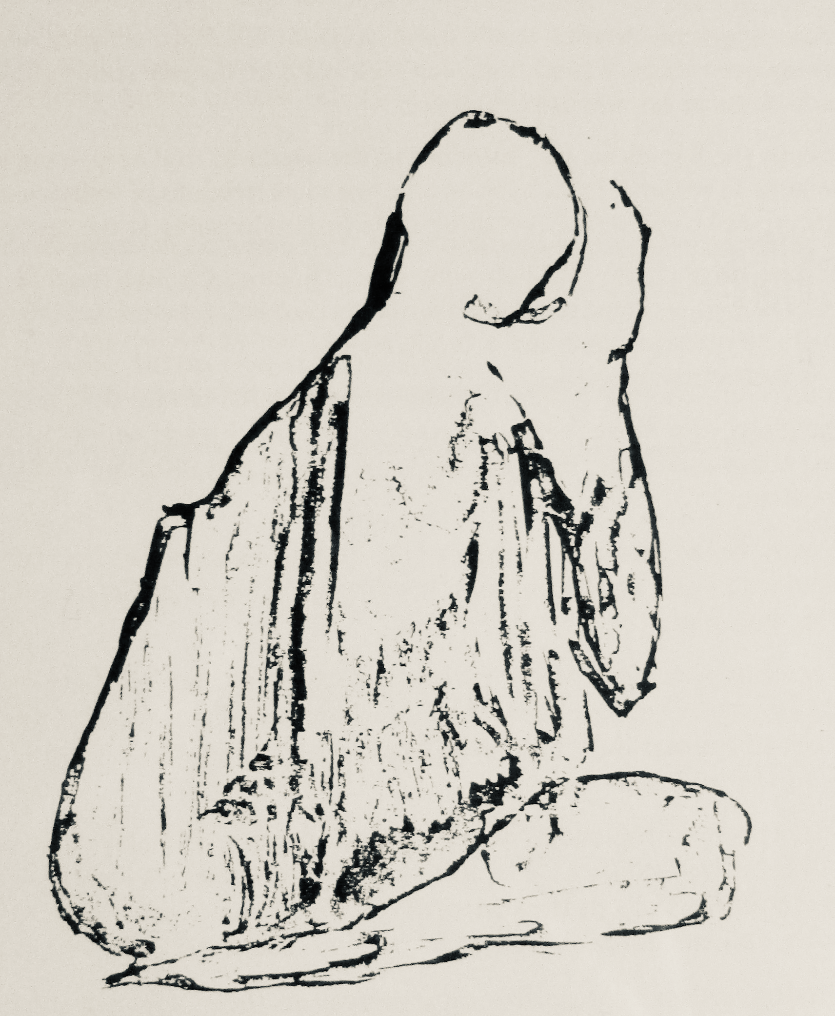 drawing of a figure sitting on the ground by Charles Allcroft